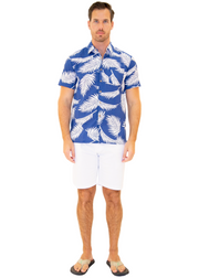 206031 - Navy Cotton Hawaiian Pocket Shirt