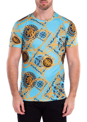 211706 - Turquoise Abstract Pattern T-Shirt