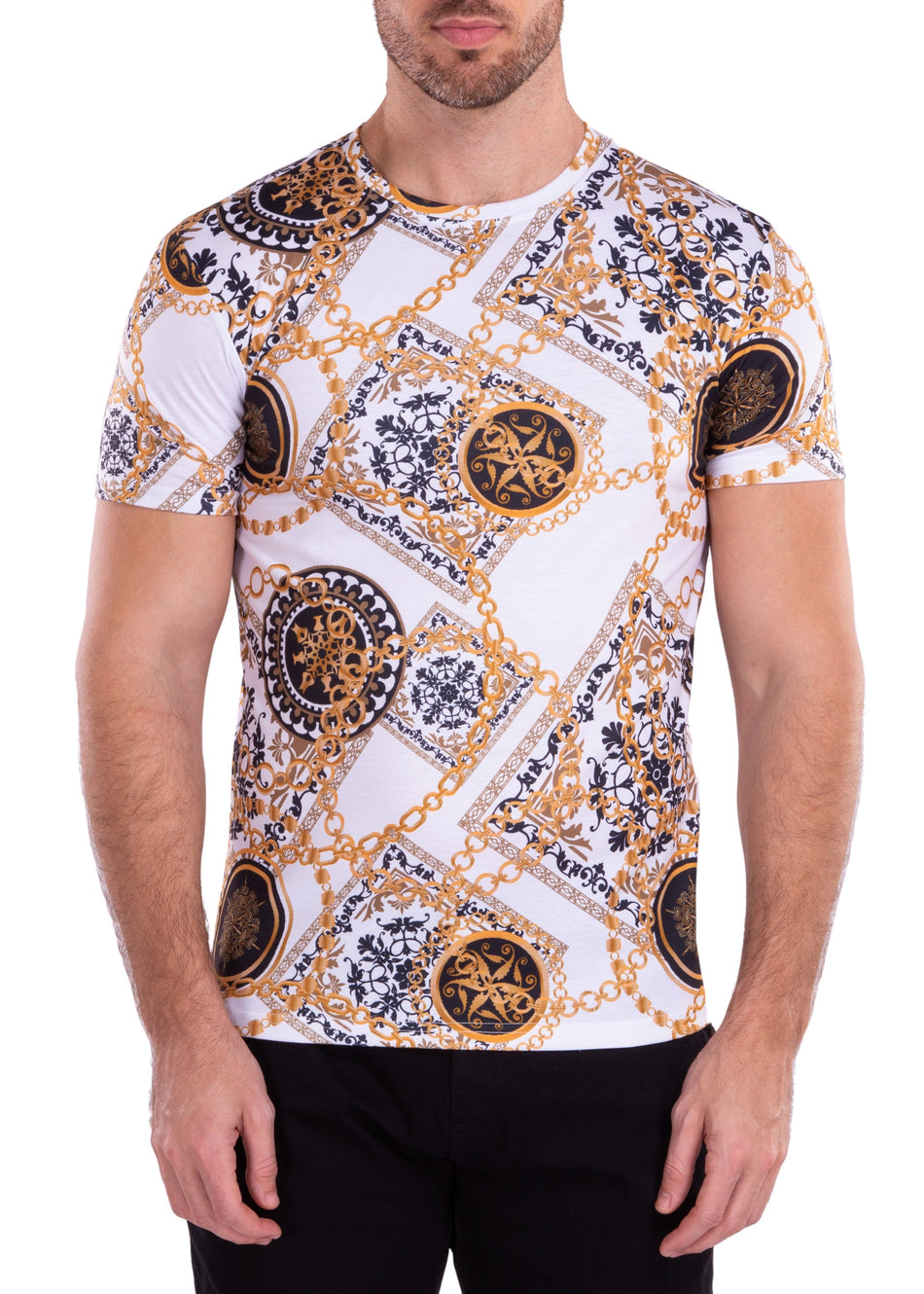 211706 - White Abstract Pattern T-Shirt
