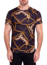 211711 - Black Abstract Pattern T-Shirt