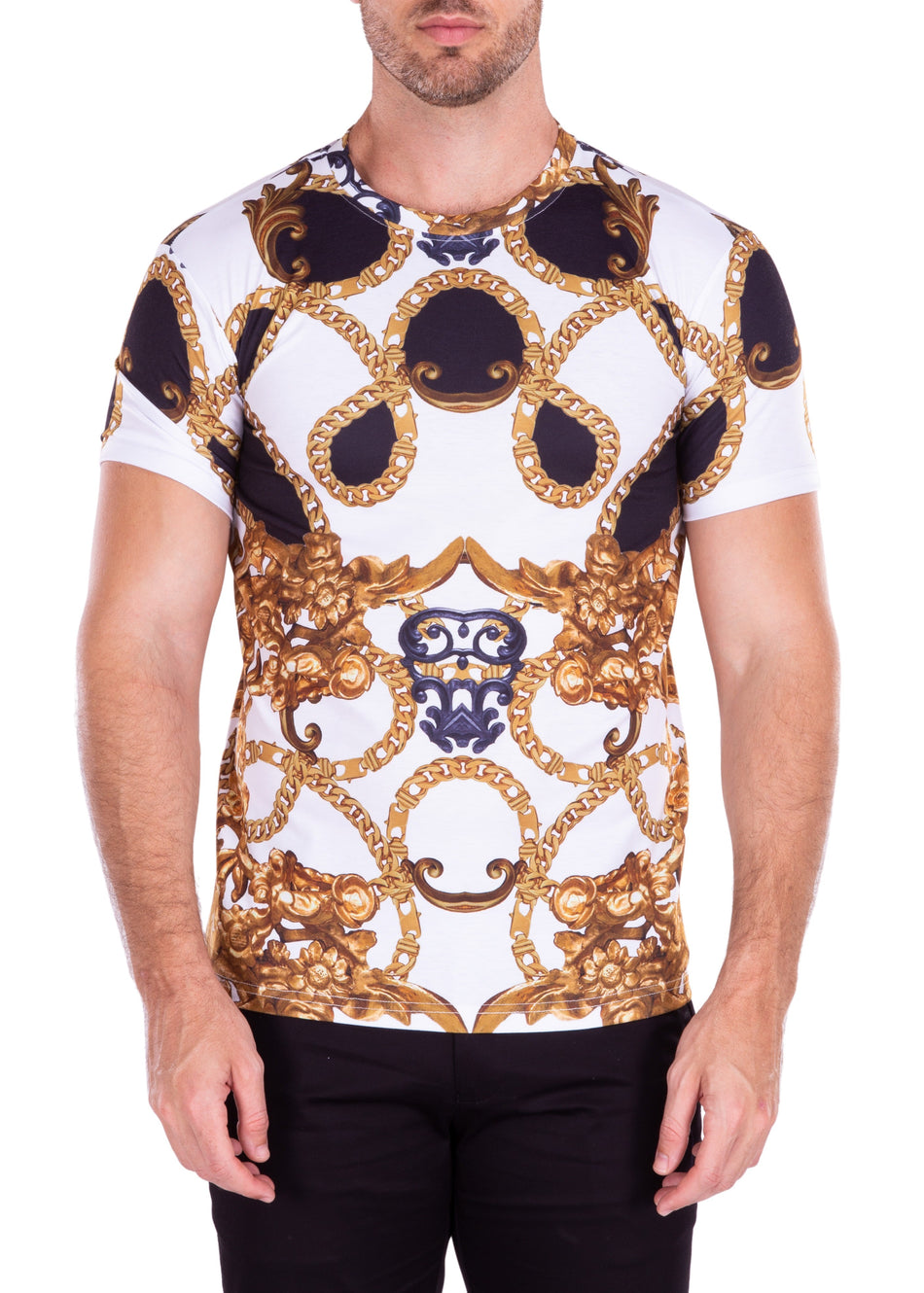 211716 - White Abstract Pattern T-Shirt