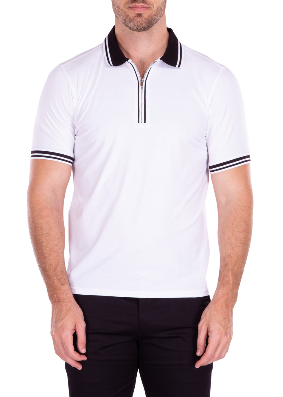 211819 - White Zipper Polo Shirt