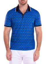 211838 - Blue Printed Polo Shirt