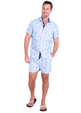223109 - Blue Flamingo Print Shorts