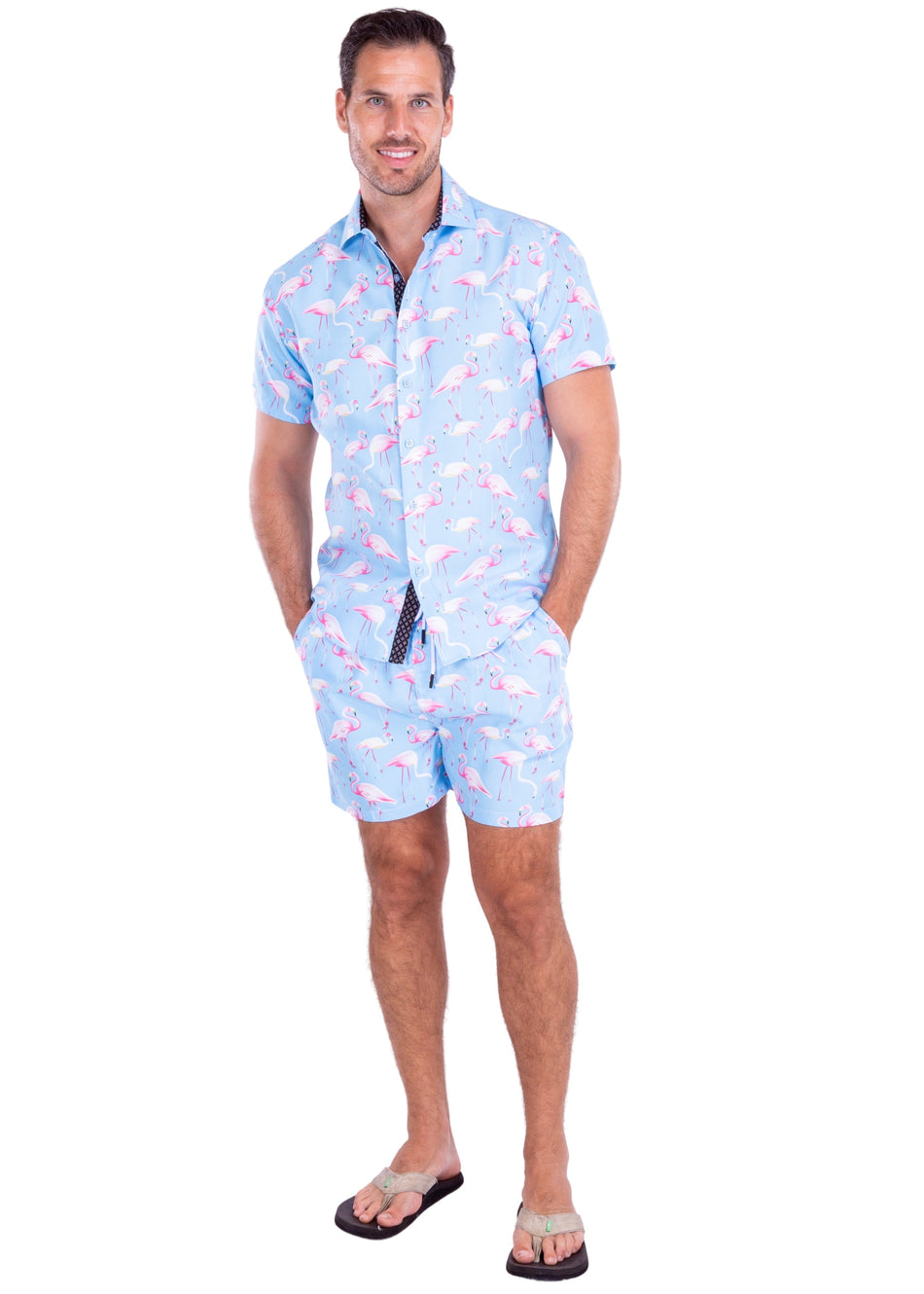 223109 - Blue Flamingo Print Shorts