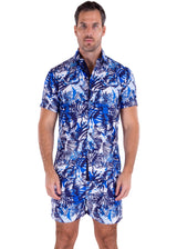 223116 - Blue Tropical Print Shorts