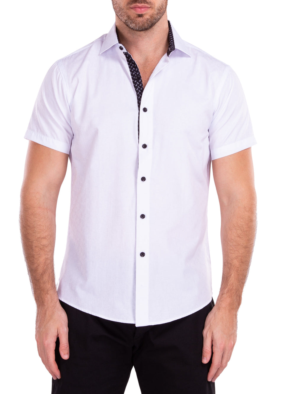 212108 - White Button Up Short Sleeve Dress Shirt