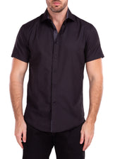 212110 - Black Button Up Short Sleeve Dress Shirt