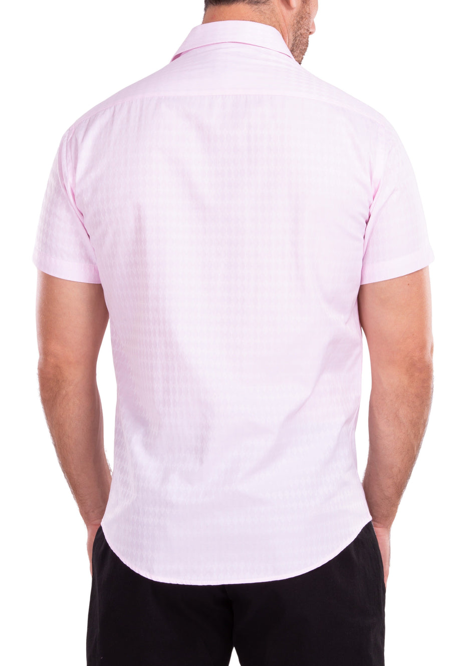 212112 - Pink Button Up Short Sleeve Dress Shirt