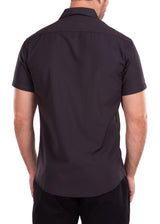 212113 - Black Button Up Short Sleeve Dress Shirt