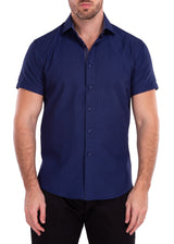 212118 - Navy Button Up Short Sleeve Dress Shirt