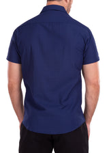 212118 - Navy Button Up Short Sleeve Dress Shirt
