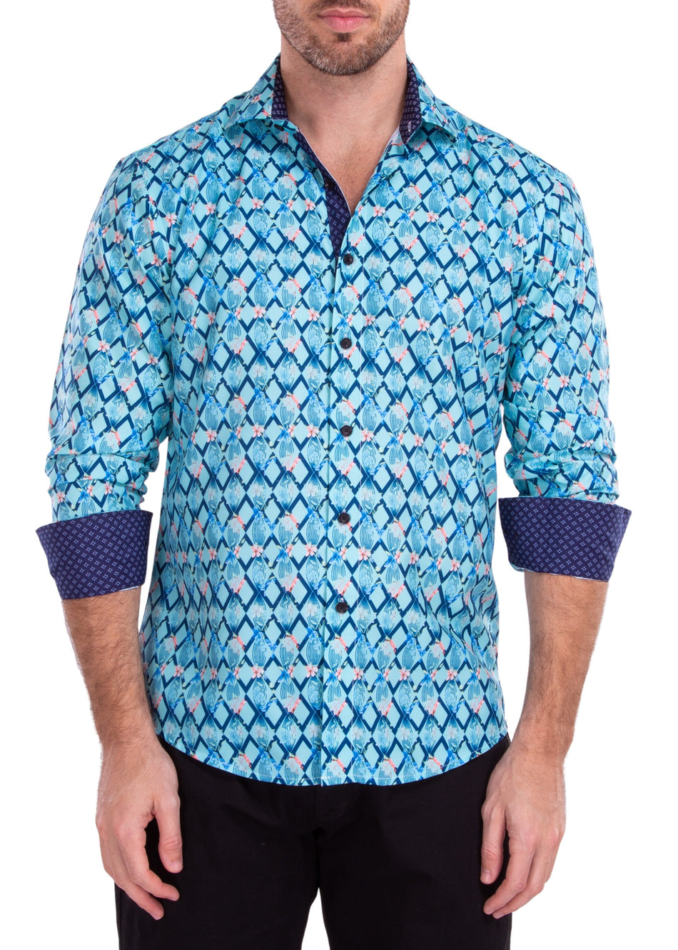 212206 - Turquoise Button Up Long Sleeve Dress Shirt