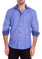212208 - Blue Button Up Long Sleeve Dress Shirt