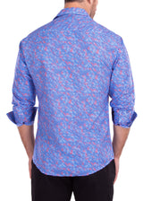 212208 - Blue Button Up Long Sleeve Dress Shirt