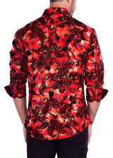 212234 - Men's Red Button Up Long Sleeve Dress Shirt