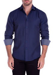 212252 - Men's Navy Button Up Long Sleeve Dress Shirt