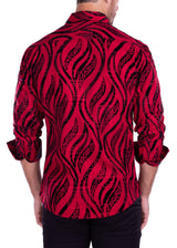212299 - Red Button Up Long Sleeve Dress Shirt