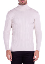 215101 - Beige Ribbed Turtleneck Sweater