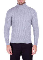 215101 - Gray Ribbed Turtleneck Sweater