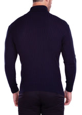 215101 - Navy Ribbed Turtleneck Sweater