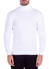 215101 - White Ribbed Turtleneck Sweater