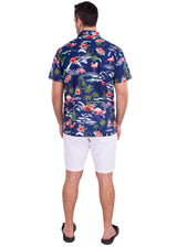 206005 - Navy Cotton Hawaiian Pocket Shirt