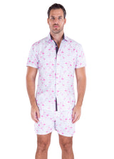 223117 - White Flamingo Print Shorts