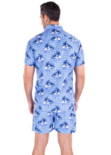 223128 - Blue Tropical Print Shorts