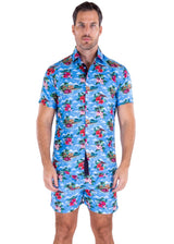 223135 - Blue Tropical Print Shorts