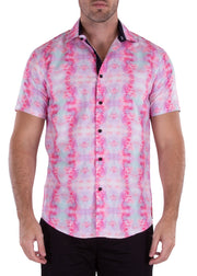 222115 - Pink Button Up Short Sleeve Dress Shirt