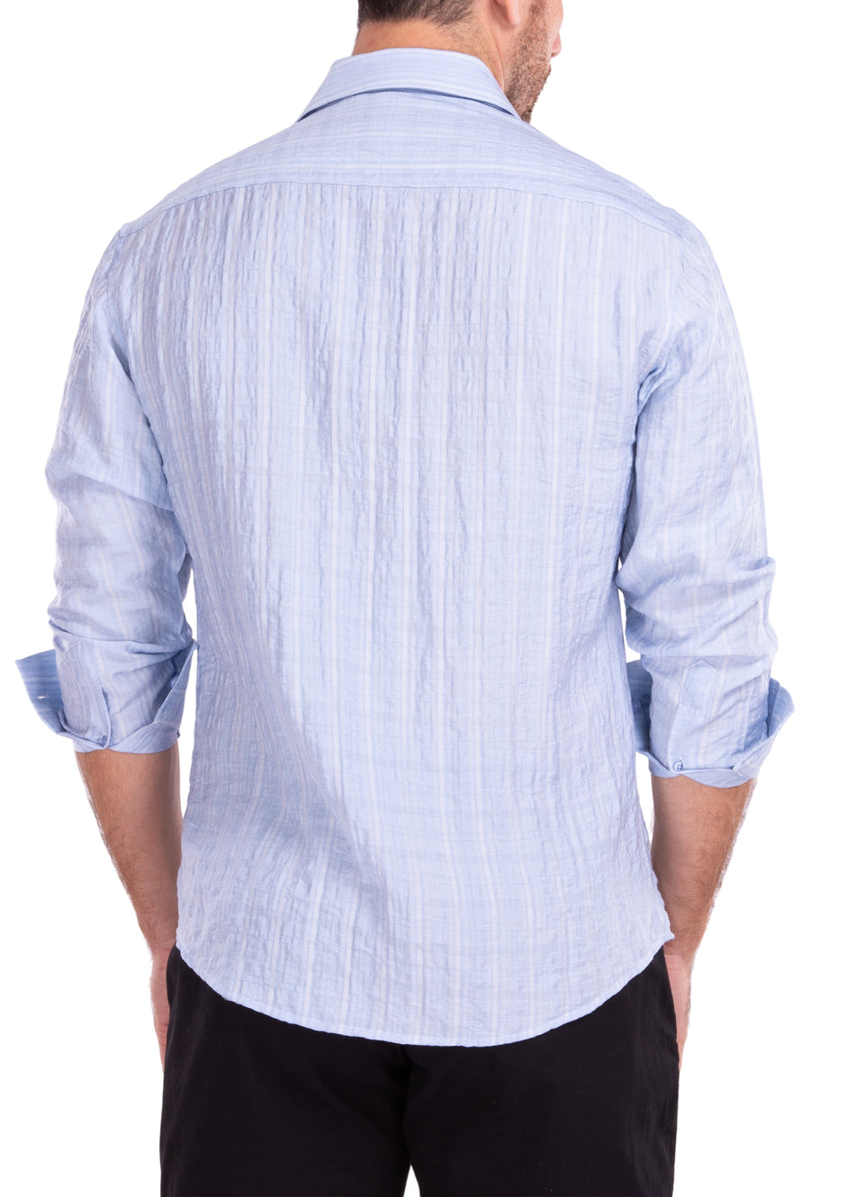 222201 - Blue Button Up Long Sleeve Dress Shirt