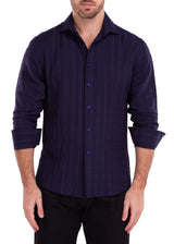 222201 - Navy Button Up Long Sleeve Dress Shirt