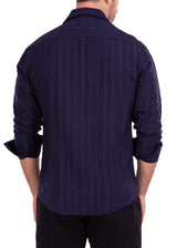222201 - Navy Button Up Long Sleeve Dress Shirt