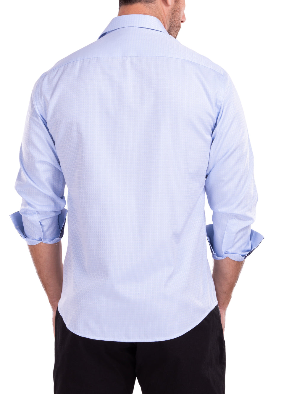 222224 - Blue Button Up Long Sleeve Dress Shirt