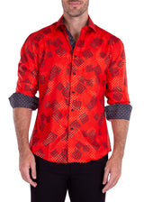 222290 - Red Button Up Long Sleeve Dress Shirt