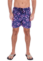 223117 - Navy Flamingo Print Shorts