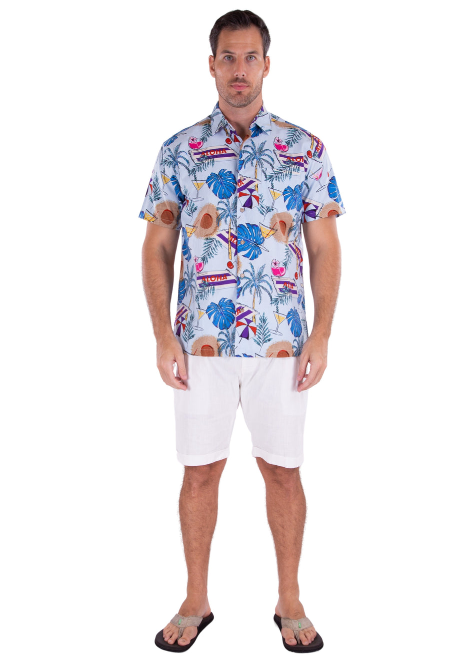 226001 - Blue Cotton Hawaiian Shirt
