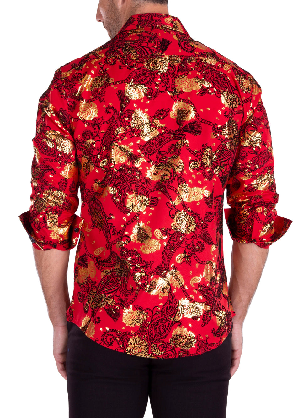 232205 - Red Button Up Long Sleeve Dress Shirt