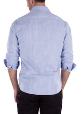 232234 - Blue Button Up Long Sleeve Dress Shirt