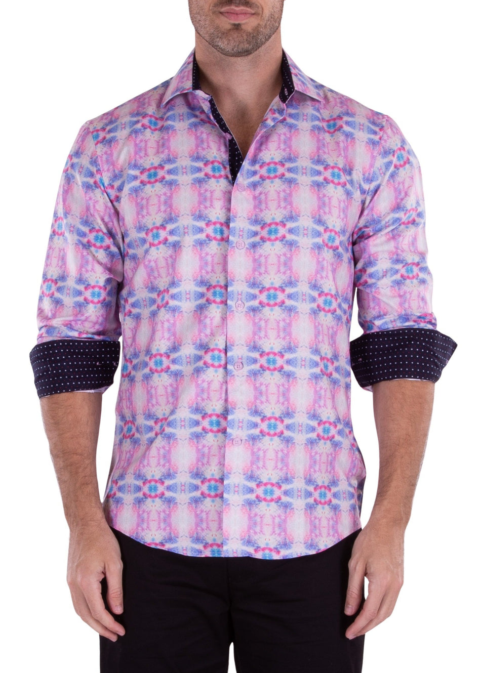 232235- Pink Button Up Long Sleeve Dress Shirt