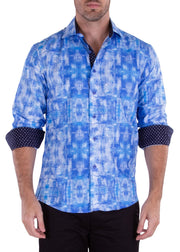 232242 - Blue Button Up Long Sleeve Dress Shirt