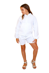 BN1005 - Girls White Cotton Long Sleeve Hoodie