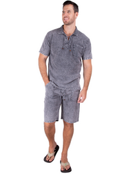 GZ1003 - Charcoal Gray Cotton Drawstring Pocket Shirt