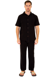 GZ1007 - Black Cotton Button Down Pocket Shirt