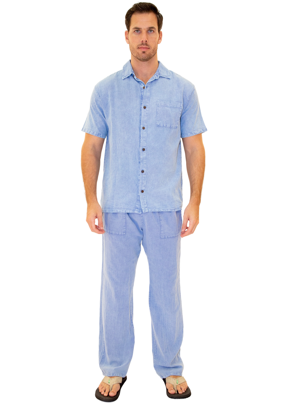 GZ1007 - Blue Cotton Button Down Pocket Shirt