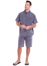 GZ1007 - Charcoal Cotton Button Down Pocket Shirt