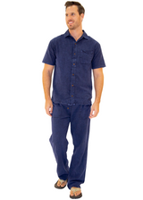 GZ1007 - Navy Cotton Button Down Pocket Shirt