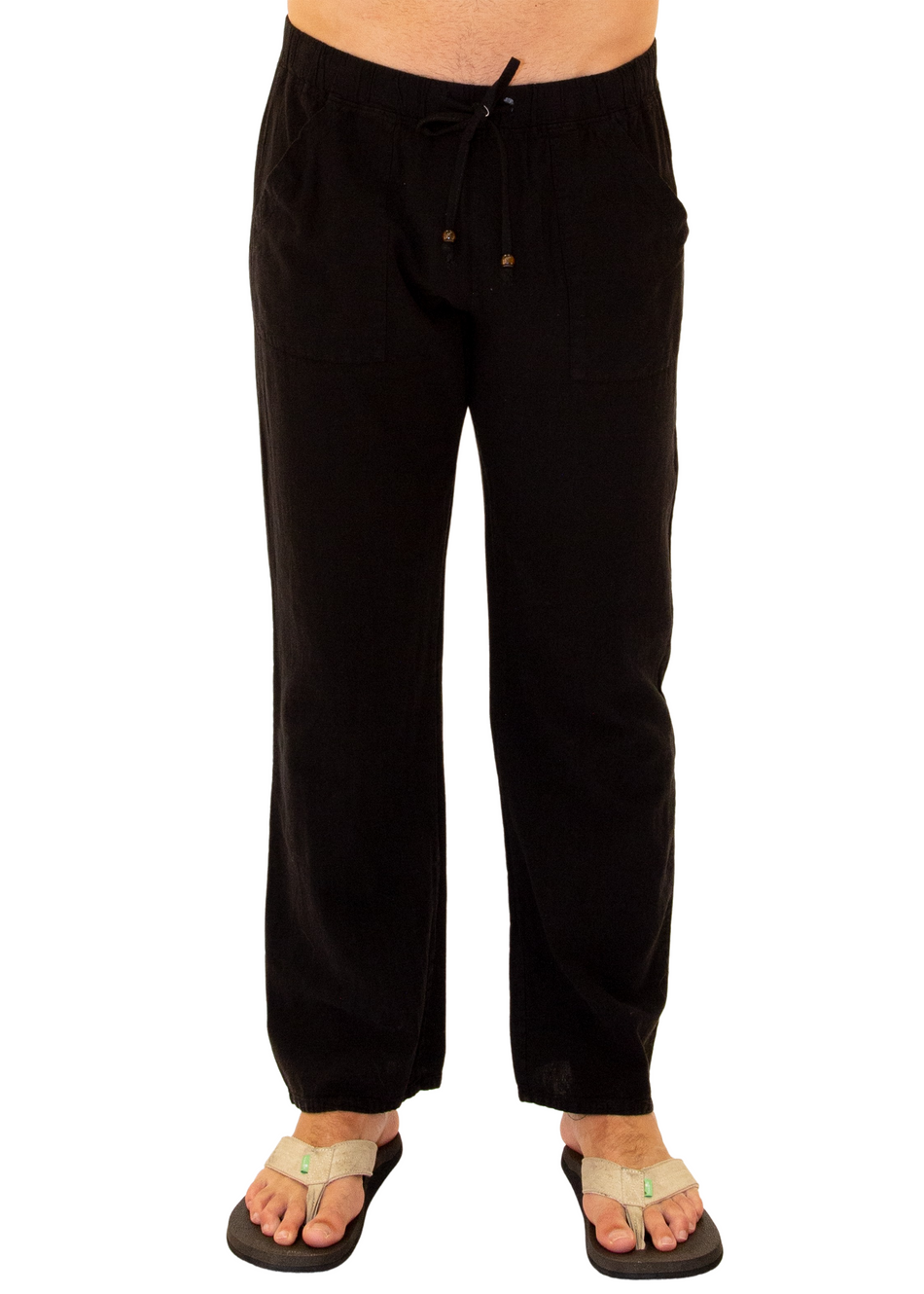 GZ1010 - Black Cotton Drawstring Waist Pants
