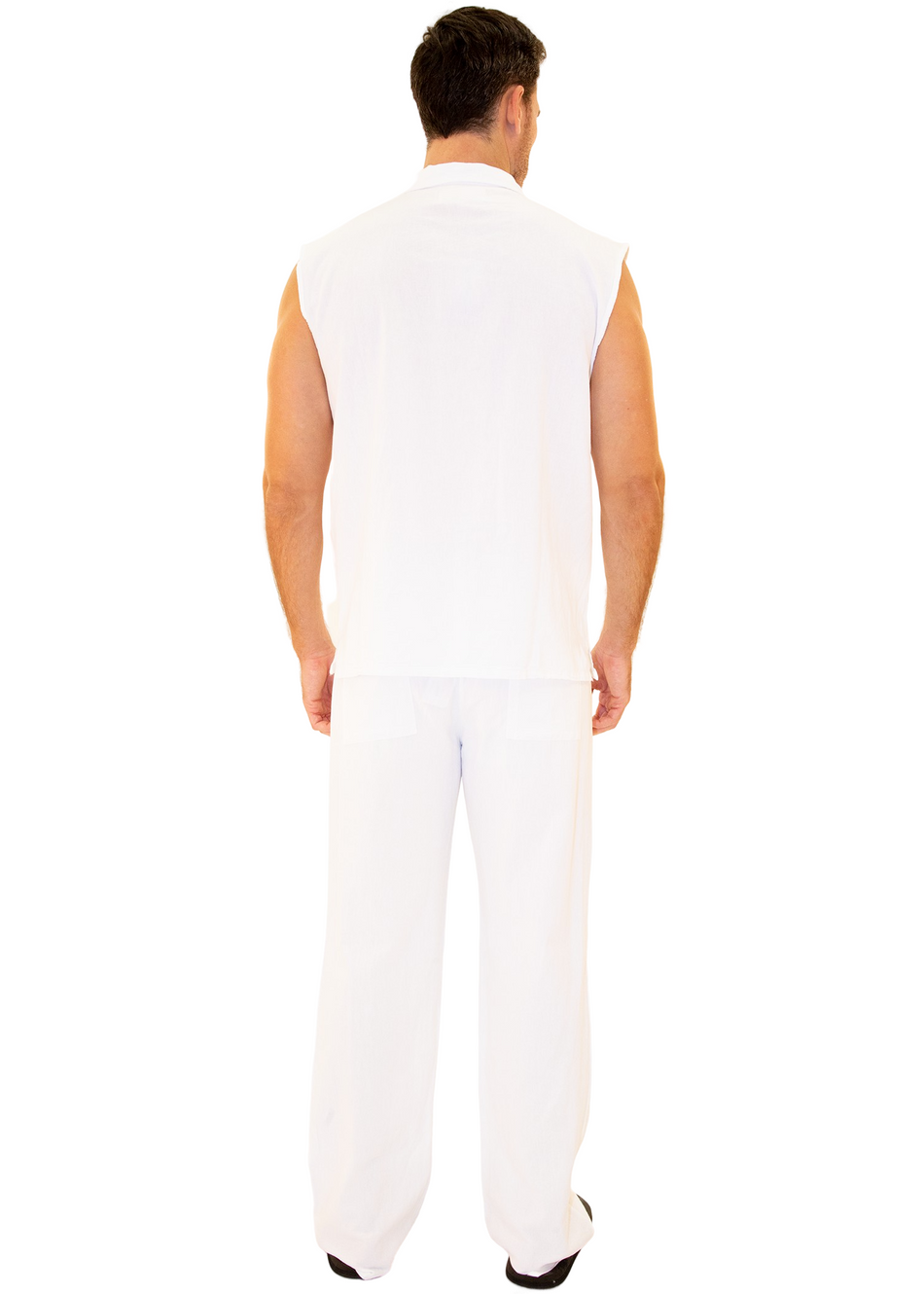 GZ1010 - White Cotton Drawstring Waist Pants
